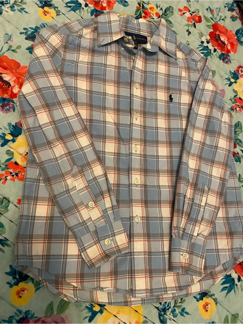 Ralph Lauren bundle of 3 ,  boys  Long-Sleeve Navy Plaid Button-Down Shirt